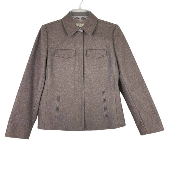 J. Crew Jackets & Blazers - J. Crew Wool Blend Full Zip Lined Brown Jacket Size Petite Small Snap Pockets